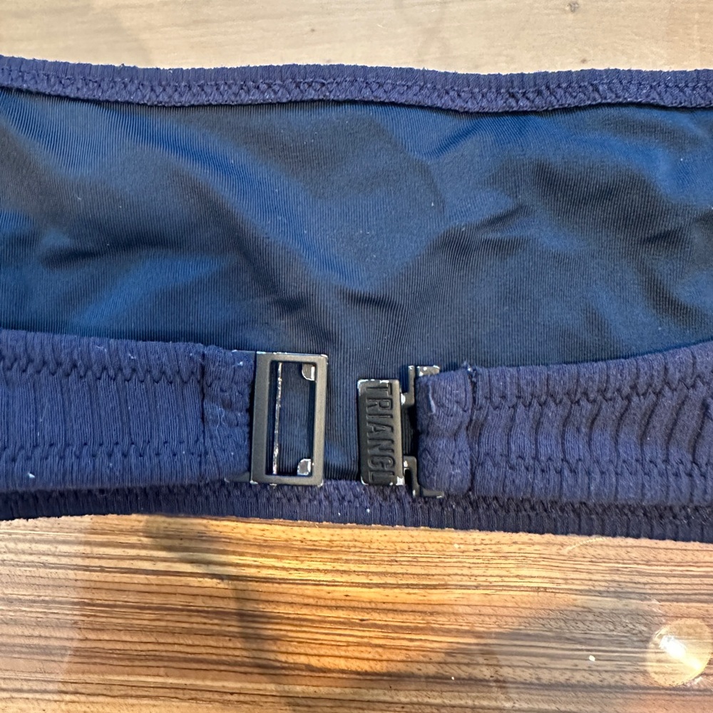 Triangl Ribbed Bikini In Navy - Picture 5 of 6